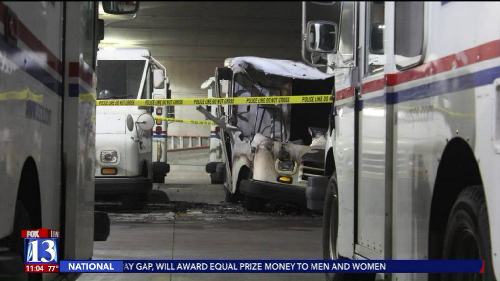 Mail truck caught fire at a post office in Logan
