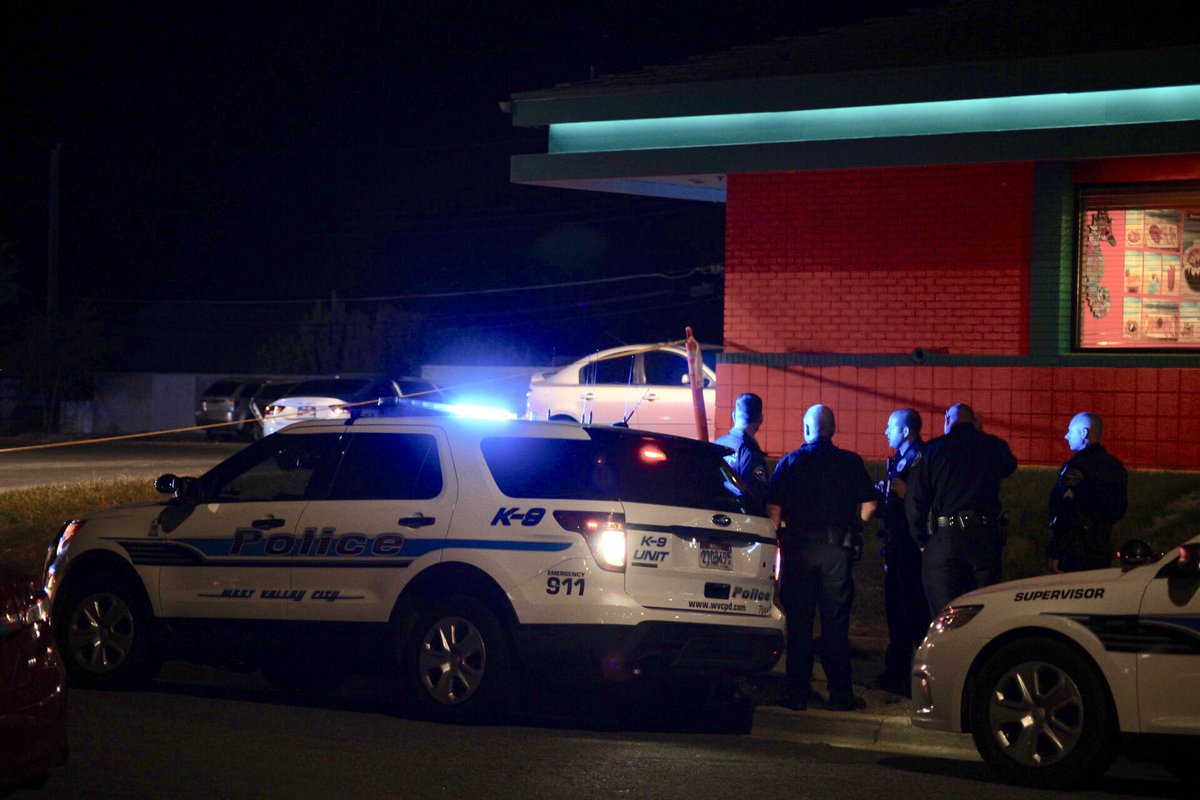 Shooting in West Valley results in a 26yo male fatally wounded.  Police is looking for a 24yo Hispanic 5'6 slim build male suspect with a large distinct tattoo on the left side of his forehead. - KSL5TV   