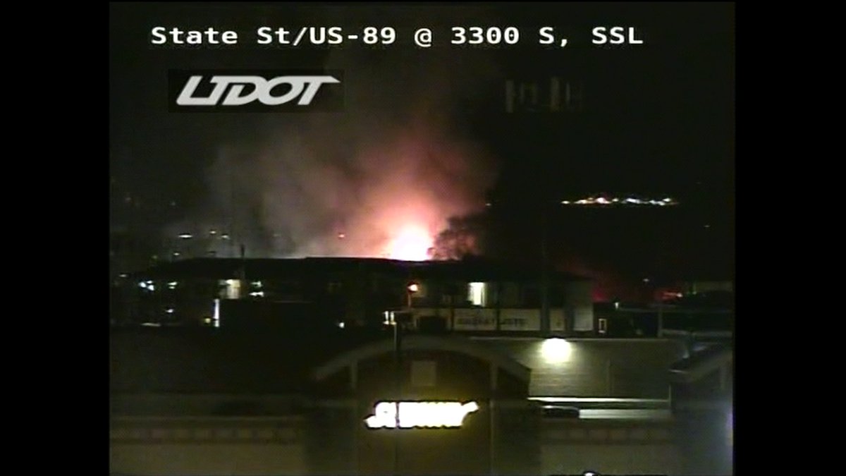 Crews responding to a two alarm fire on 3300 S at 350 E. Roadways in the area have been closed