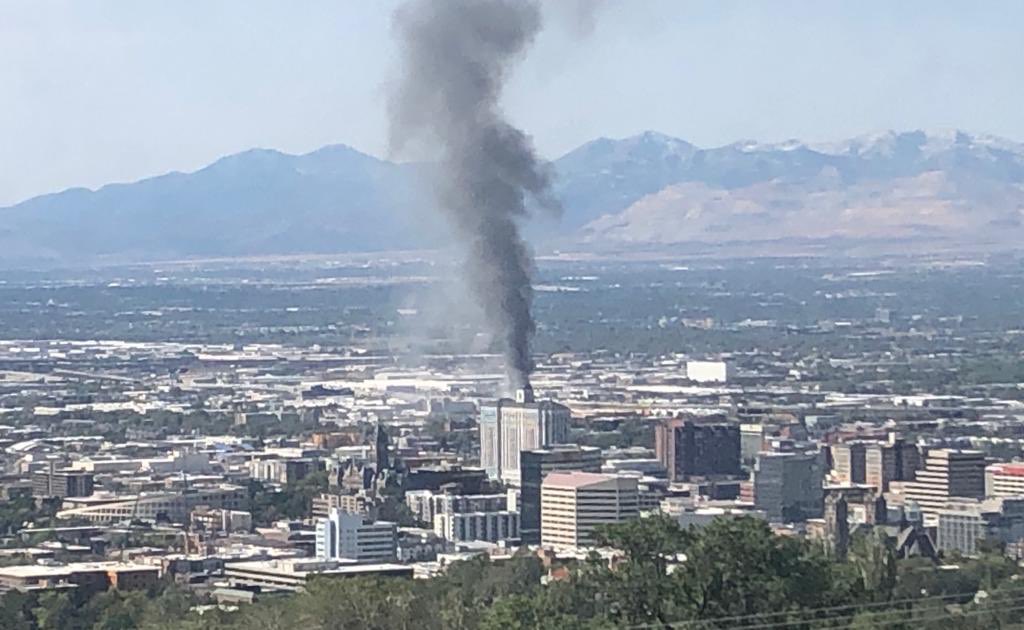 CommercialFire SLCFD 900 S 200 W area. Heavy smoke and flames coming from the roof