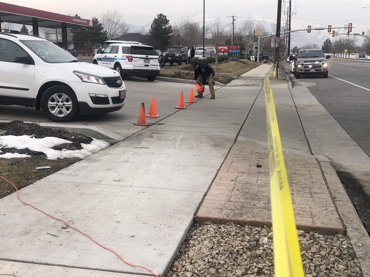 4100 s. at Mountain View Corridor is closed. Two people were killed and one injured in a shooting along the sidewalk between the NB and SB lanes. Multiple people in custody. 