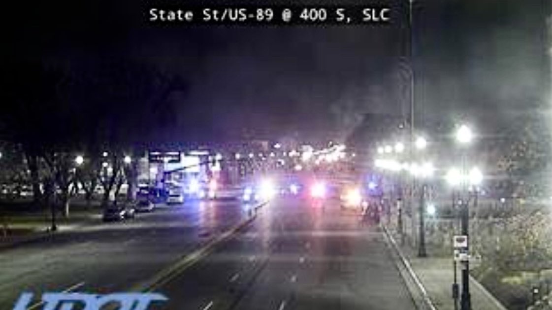 SLC 500 S State St. At 2153 Ofc attempted traffic stop at 600 S State. Vehicle fled NB crashing at 500 S. The occupants fled/were caught. PD was advised someone was in the trunk of the car suspects were in. A person was in there according to ScannerTraffic
