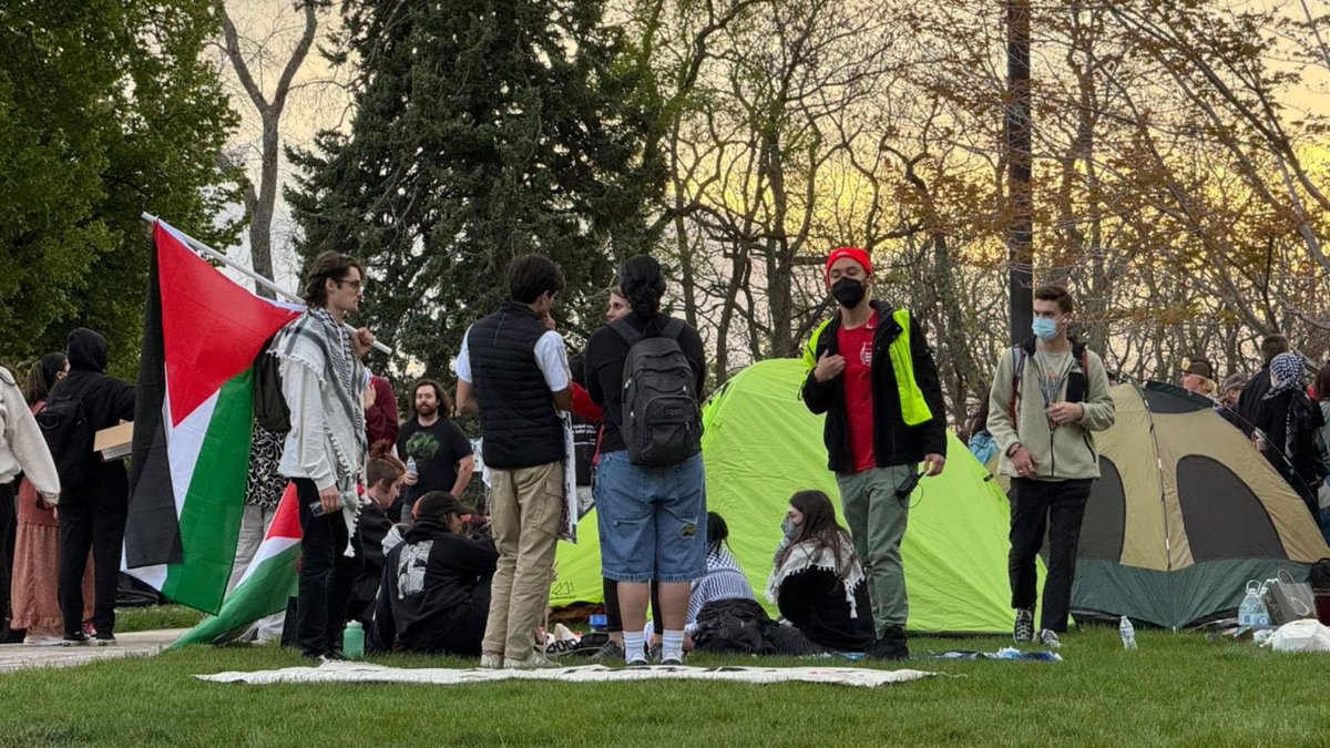 17 arrest made. A hatchet was recovered and an officer was hit in the head with a bottle. Police disband pro-Palestine protest on University of Utah campus