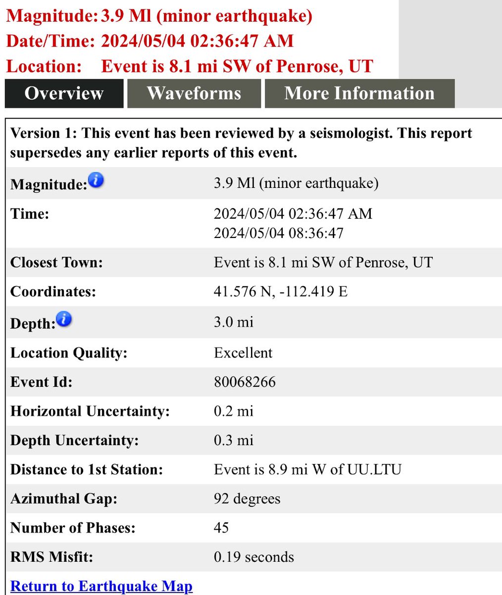 Magnitude 3.9 earthquake strikes outside Tremonton
