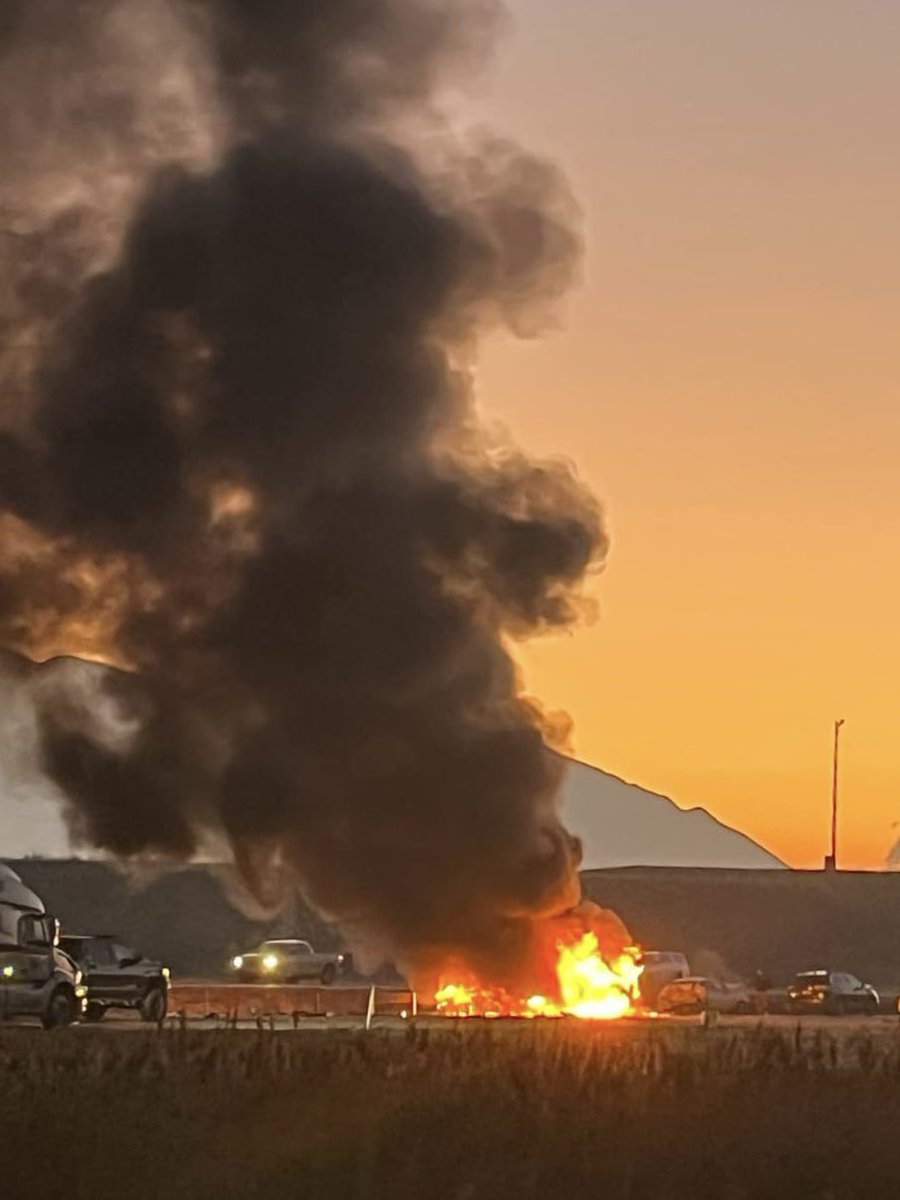 UHP On scene of a fatal 5-car crash on WB I-80 at 7200 W tonight. A pickup rear-ended a car, causing both to catch fire.  3 more cars became involved. One driver, a 47-yr-old from Tooele, deceased; another, 33, seriously injured. WB I-80 closed 