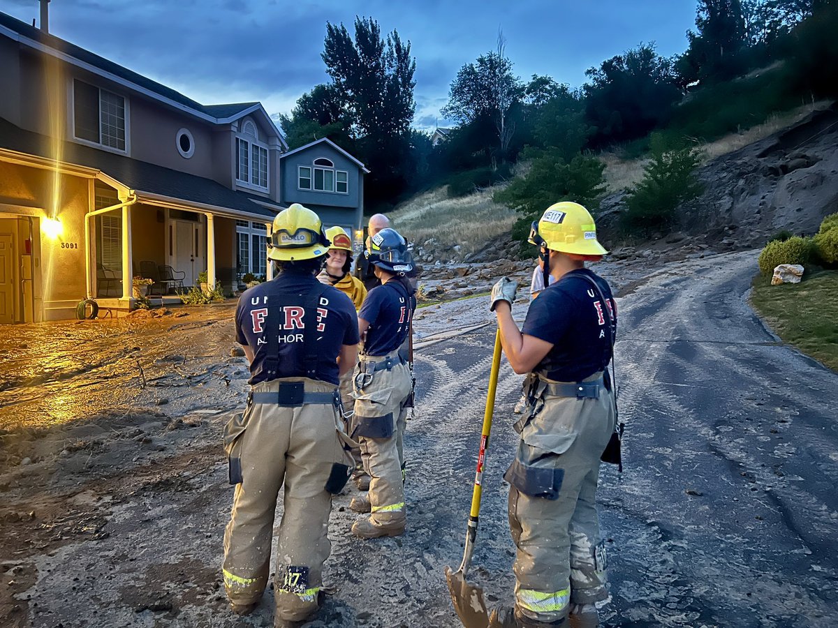 A water line break east of I-215 at 3100 S caused a mud slide after 8pm tonight. 3 homes evacuated, 1 with significant mud in the basement. No injuries reported. Water was shut off for cleanup, and crews assisted with diking the mud flow 