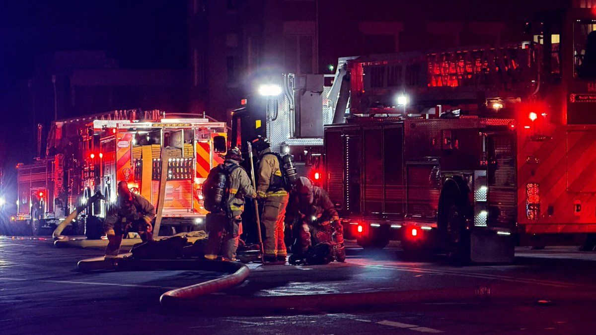 2nd AlarmFire 181 E First Ave. Crews arrived to smoke and flames coming from the roof area. Command requested a 2nd Alarm shortly after arrival. 1 resident was being evaluated by medical. Crews established water supply and extended ladder to the roof 