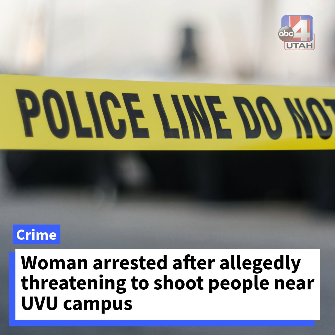 A woman was arrested after reportedly threatening to shoot individuals near Utah Valley University. Aleena Bonesteel, 18, was arrested and is facing charges for criminal trespassing, resisting or obstructing a peace officer, threatening violence, and disorderly conduct